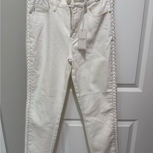 Judy Blue White Braided Straight Leg Jeans